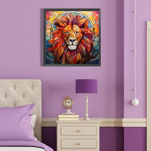 Lion Glass Painting 40*40CM(Canvas) Full Round Drill Diamond Painting