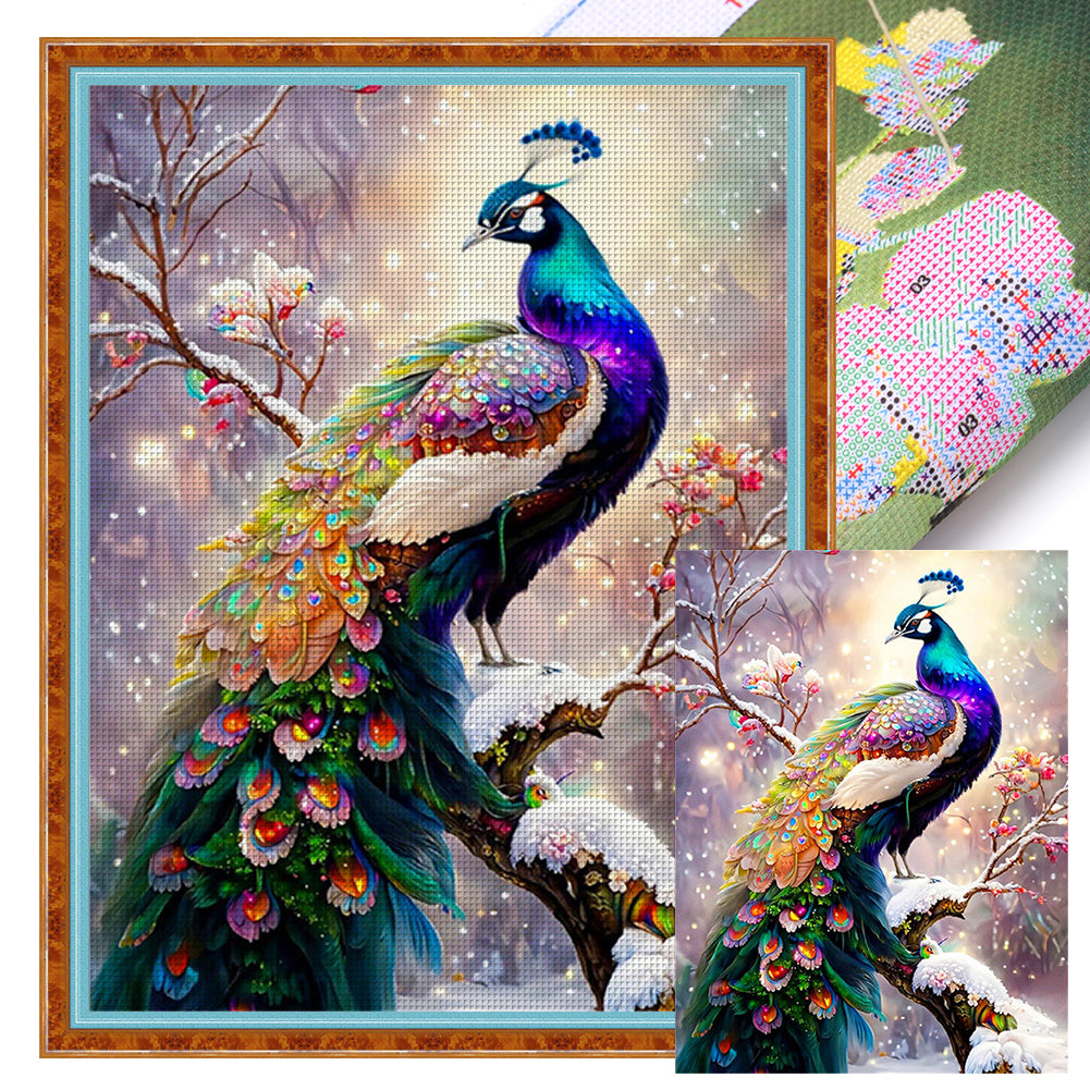 Peacock (50*65CM) 16CT 2 Stamped Cross Stitch