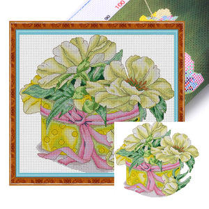 Joy Sunday Yellow Peony (37*43CM) 14CT 2 Stamped Cross Stitch