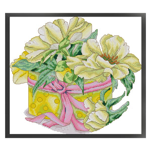 Joy Sunday Yellow Peony (37*43CM) 14CT 2 Stamped Cross Stitch