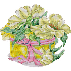 Joy Sunday Yellow Peony (37*43CM) 14CT 2 Stamped Cross Stitch