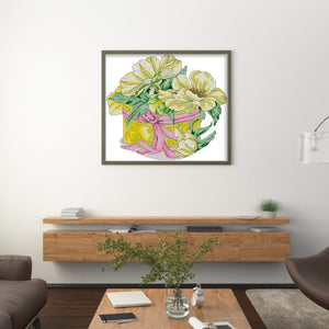 Joy Sunday Yellow Peony (37*43CM) 14CT 2 Stamped Cross Stitch