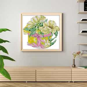 Joy Sunday Yellow Peony (37*43CM) 14CT 2 Stamped Cross Stitch