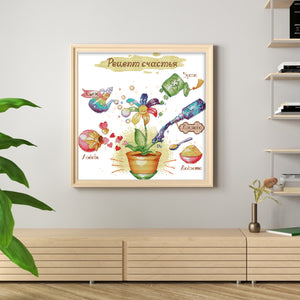 Joy Sunday Happiness Cartoon (44*44CM) 14CT 2 Stamped Cross Stitch