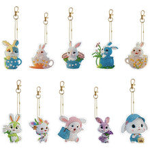 Load image into Gallery viewer, 10PCS Diamond Painting Art Ornaments Double Sided (Cute Bunny)
