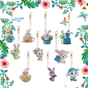 10PCS Diamond Painting Art Ornaments Double Sided (Cute Bunny)