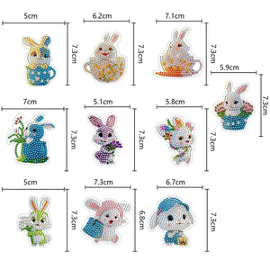 10PCS Diamond Painting Art Ornaments Double Sided (Cute Bunny)