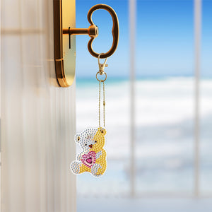 9PCS Full Drill Keyring Special Shape Double Sided Diamond Art Keychains Pendant