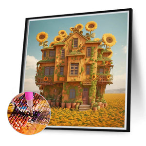 Sunflower House 40*40CM(Canvas) Full Round Drill Diamond Painting