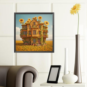 Sunflower House 40*40CM(Canvas) Full Round Drill Diamond Painting