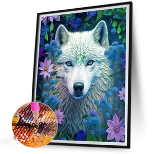 White Wolf 40*50CM(Canvas) Full Round Drill Diamond Painting