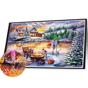 Rural Winter Scene 40*30CM(Canvas) Full Square Drill Diamond Painting