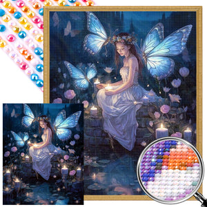 Butterfly Girl 40*50CM(Picture) Full Round Drill Diamond Painting