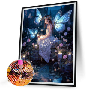 Butterfly Girl 40*50CM(Picture) Full Round Drill Diamond Painting