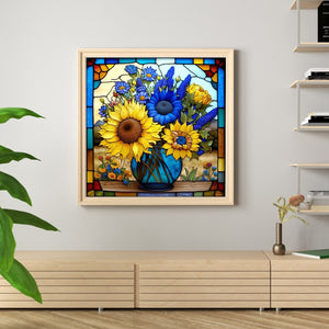 Stain Glass Sunflower (40*40CM) 14CT 2 Stamped Cross Stitch