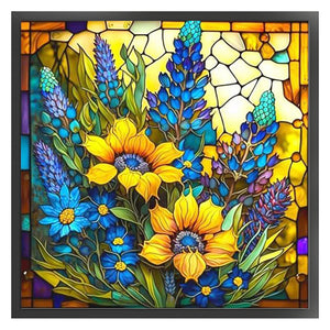 Stain Glass Sunflower (40*40CM) 14CT 2 Stamped Cross Stitch