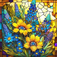 Load image into Gallery viewer, Stain Glass Sunflower (40*40CM) 14CT 2 Stamped Cross Stitch
