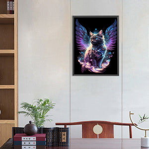 Angel Cat 40*55CM(Picture) Full Round Drill Diamond Painting