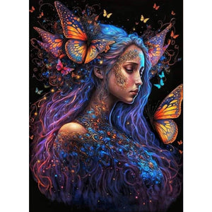 Butterfly Girl 40*55CM(Picture) Full Round Drill Diamond Painting