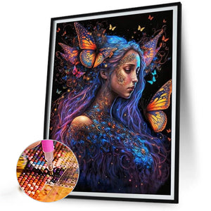 Butterfly Girl 40*55CM(Picture) Full Round Drill Diamond Painting