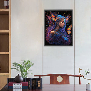 Butterfly Girl 40*55CM(Picture) Full Round Drill Diamond Painting