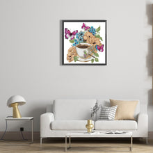 Load image into Gallery viewer, Coffee And Flower Butterfly 30*30CM(Canvas) Partial Special Shaped Drill Diamond Painting
