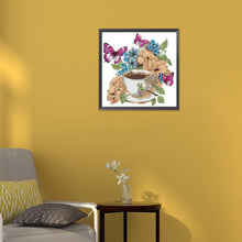Load image into Gallery viewer, Coffee And Flower Butterfly 30*30CM(Canvas) Partial Special Shaped Drill Diamond Painting
