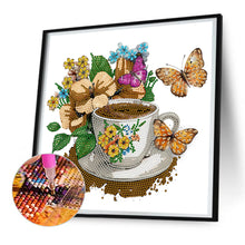 Load image into Gallery viewer, Coffee And Flower Butterfly 30*30CM(Canvas) Partial Special Shaped Drill Diamond Painting
