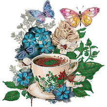 Load image into Gallery viewer, Coffee And Flower Butterfly 30*30CM(Canvas) Partial Special Shaped Drill Diamond Painting
