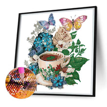 Load image into Gallery viewer, Coffee And Flower Butterfly 30*30CM(Canvas) Partial Special Shaped Drill Diamond Painting
