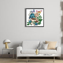 Load image into Gallery viewer, Coffee And Flower Butterfly 30*30CM(Canvas) Partial Special Shaped Drill Diamond Painting
