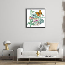 Load image into Gallery viewer, Coffee And Flower Butterfly 30*30CM(Canvas) Partial Special Shaped Drill Diamond Painting
