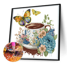Load image into Gallery viewer, Coffee And Flower Butterfly 30*30CM(Canvas) Partial Special Shaped Drill Diamond Painting
