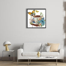 Load image into Gallery viewer, Coffee And Flower Butterfly 30*30CM(Canvas) Partial Special Shaped Drill Diamond Painting

