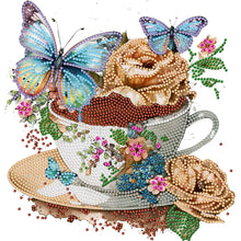 Load image into Gallery viewer, Coffee And Flower Butterfly 30*30CM(Canvas) Partial Special Shaped Drill Diamond Painting
