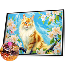Load image into Gallery viewer, Cat Surrounded By Flowers 60*40CM(Canvas) Full Round Drill Diamond Painting
