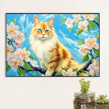 Load image into Gallery viewer, Cat Surrounded By Flowers 60*40CM(Canvas) Full Round Drill Diamond Painting
