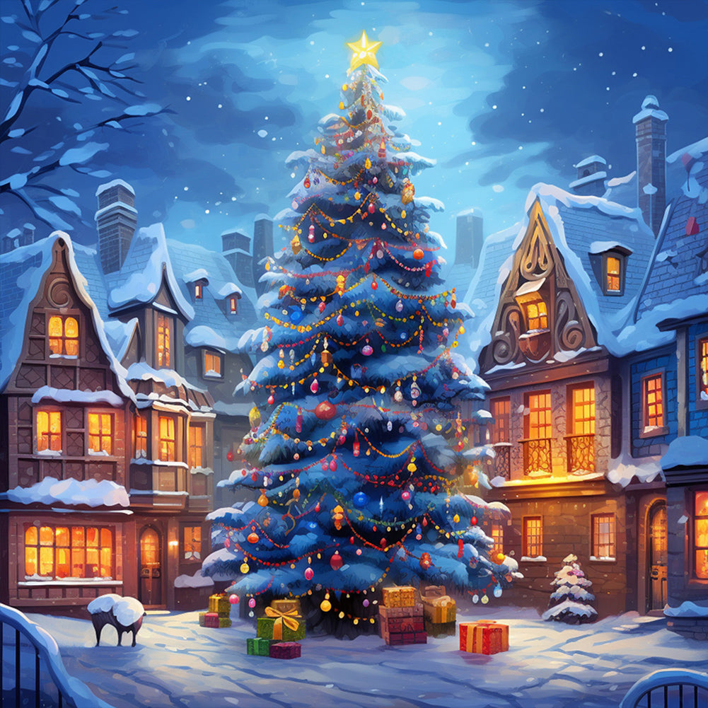Winter Christmas Tree 40*40CM(Canvas) Full Round Drill Diamond Painting