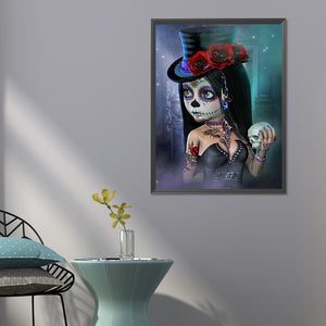 Halloween Skull Girl 50*60CM(Canvas) Full Round Drill Diamond Painting