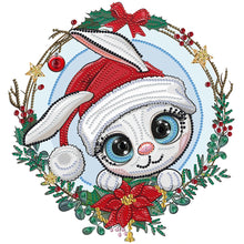 Load image into Gallery viewer, Bunny Wearing A Christmas Hat 30*30CM(Canvas) Partial Special Shaped Drill Diamond Painting
