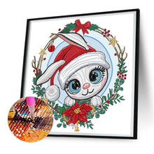 Load image into Gallery viewer, Bunny Wearing A Christmas Hat 30*30CM(Canvas) Partial Special Shaped Drill Diamond Painting
