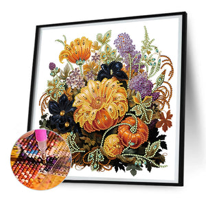 Autumn Pumpkin Sunflowers 30*30CM(Canvas) Partial Special Shaped Drill Diamond Painting