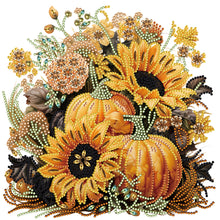 Load image into Gallery viewer, Autumn Pumpkin Sunflowers 30*30CM(Canvas) Partial Special Shaped Drill Diamond Painting
