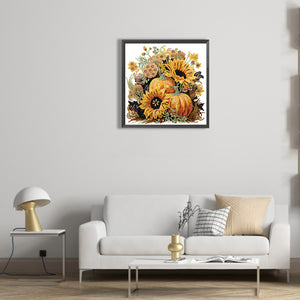 Autumn Pumpkin Sunflowers 30*30CM(Canvas) Partial Special Shaped Drill Diamond Painting