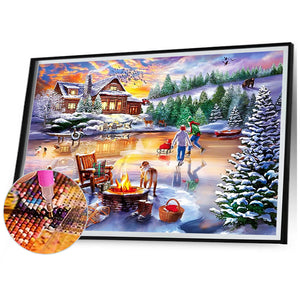 Rural Snow Scene 70*50CM(Canvas) Full Square Drill Diamond Painting