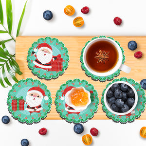 8PCS Diamond Painting Art Coaster Kit Acrylic Special Shape Santa (#2)