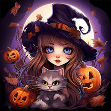 Load image into Gallery viewer, Halloween Cat Lady 40*40CM(Picture) Full Round Drill Diamond Painting
