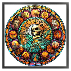 Stain Glass Skull (40*40CM) 11CT 3 Stamped Cross Stitch