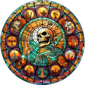 Stain Glass Skull (40*40CM) 11CT 3 Stamped Cross Stitch