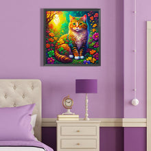 Load image into Gallery viewer, Cat In Colorful Four-Leaf Clover 40*40CM(Canvas) Full Round Drill Diamond Painting
